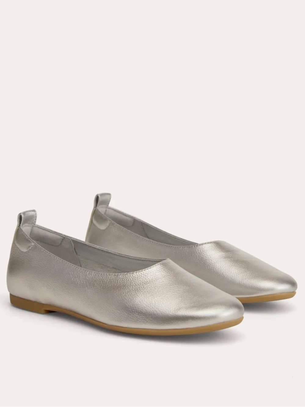 Everlane The Day Glove Silver Metallic Leather Ballet Flats Shoes Size 8 NIB